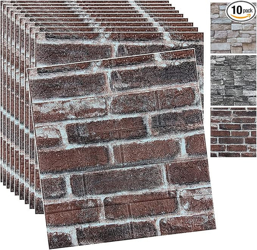 10PCS 3D Wall Panels Peel and Stick 3D Brick Wallpaper Peel and Stick Faux by YLLYLL