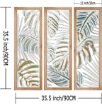 XIAOAIKA Boho Hand-Carved Wood Wall Art Decor, 35.5" Tropical Leaf Design - Image 2