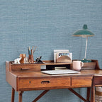 JiffDiff Grasscloth Wallpaper Peel and Stick Blue Grassweave Stick on Wallpaper - Image 4
