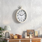 Menterry Oval Retro Wall Clock, Rustic Vintage Style, Battery Operated Silent - Image 5