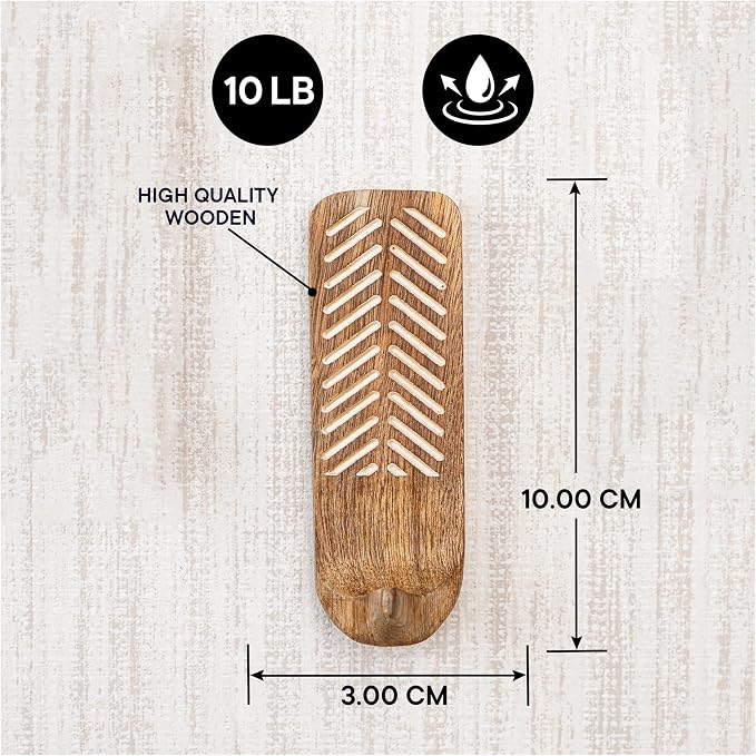 Indian Shelf 10 LB Decorative Wood Adhesive Wall Hooks–Boho Peel and Stick Hooks - Image 4