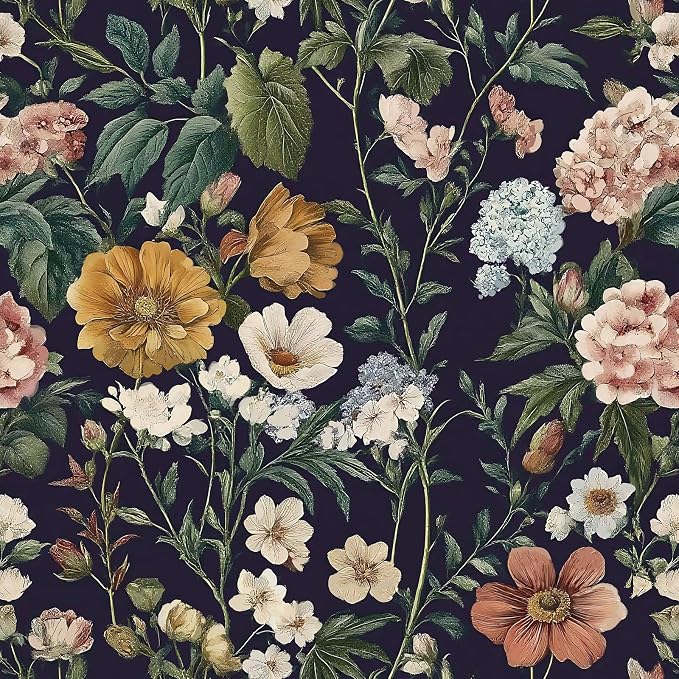Livebor Floral Peel and Stick Wallpaper Vintage Floral Contact Paper by LiveborDirectWallpaper