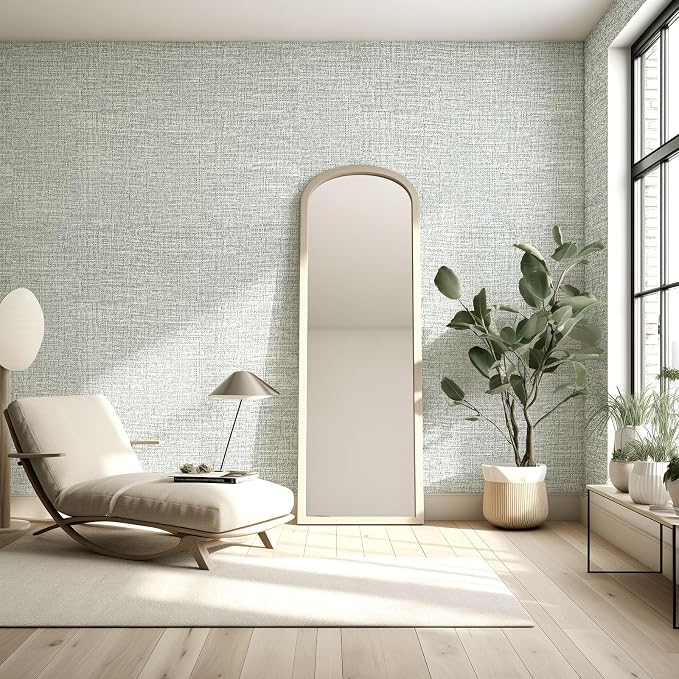 Amiya Grasscloth Grey Wallpaper Peel and Stick Faux Fabric Linen Contact Paper - Image 5