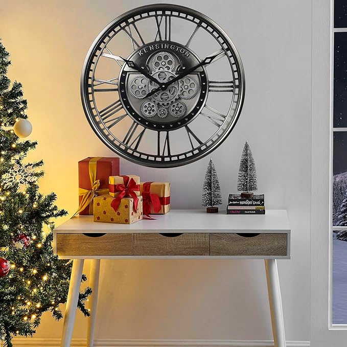 CLXEAST 21 Inch Modern Moving Gears Wall Clock - Image 5