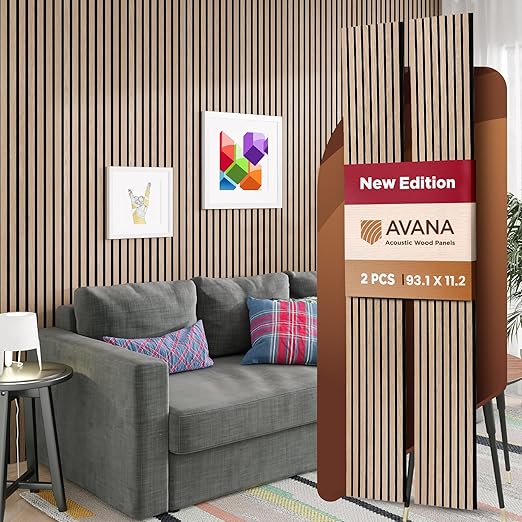 Avana Acoustic Wood Wall Panels – 93.2x11.25 Inch Panels – Fits 94x12 Layout – by AvanaHome