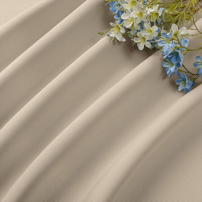 CUCRAF Light Beige Blackout Curtains 63 inch Length 2 Panels Set, Rod Pocket - Image 7