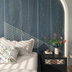 BOMENG Blue Wood Wallpaper Stick and Peel Peacock Wood Grain Contact Paper - Image 6
