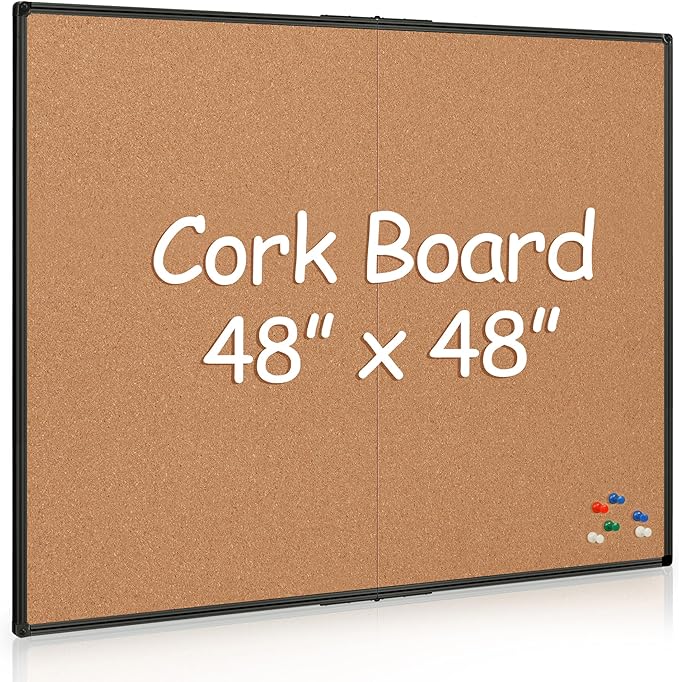 Extra Large Cork Bulletin Board 48" X 48", Foldable Notice Pin Board by Justdowhatyouwanttodo