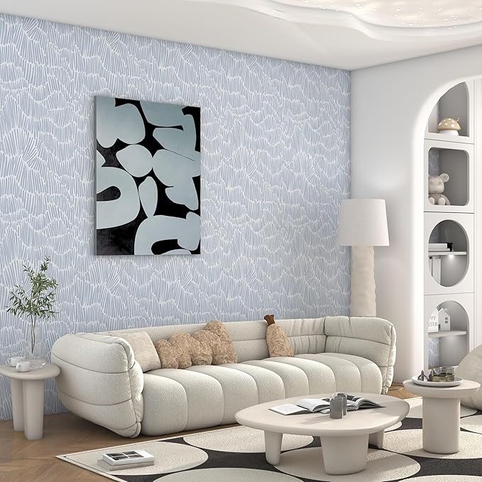 Theper Blue Modern Striped Wallpaper Peel and Stick Wallpaper Boho 17.3"×787" - Image 4