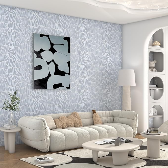 Theper Blue Striped Modern Wallpaper Peel and Stick Wallpaper Boho 17.3"×590" - Image 4