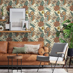 Boho Wallpaper Peel and Stick, Retro Floral Contact Paper 17.5" x 393.7" - Image 3