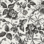 JiffDiff Floral Vintage Wallpaper Peel and Stick Wall Stick Black Rose by wallpaper