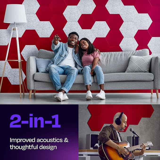 Acoustic Panels 12-Pack Soundproof Wall Panels 12"X10.4"X0.4" Sound Panels High - Image 2