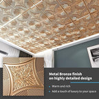 Art3d Drop Ceiling Tiles 24x24 in Bronze, 3D Wainscoting Panels Glue Up 2x2 - Image 3