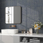 FunStick 24"x200" Dark Blue and Gold Grasscloth Peel and Stick Wallpaper - Image 2
