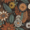 Laatse Rustic Boho Wallpaper Peel and Stick, Vintage Dark Brown Floral Contact by Laatse
