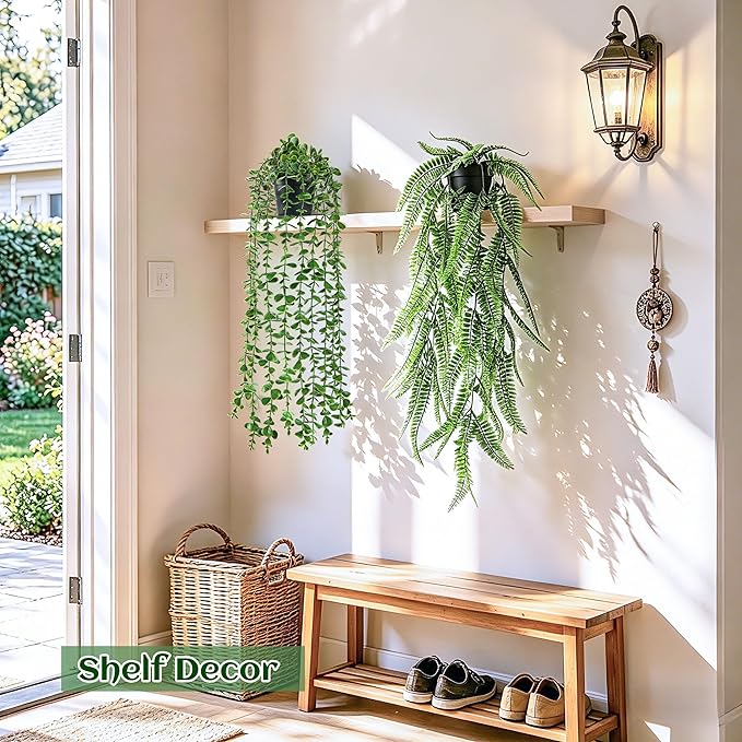 Der Rose 4Pcs Fake Plants Hanging Artificial Ivy Vine Faux Eucalyptus Hanging - Image 6