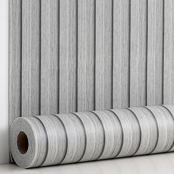 Haimin Wood Grain Slat Wall Panels Peel and Stick Faux Wood Thick Wallpaper by HaiminHomeDecorWallpaper