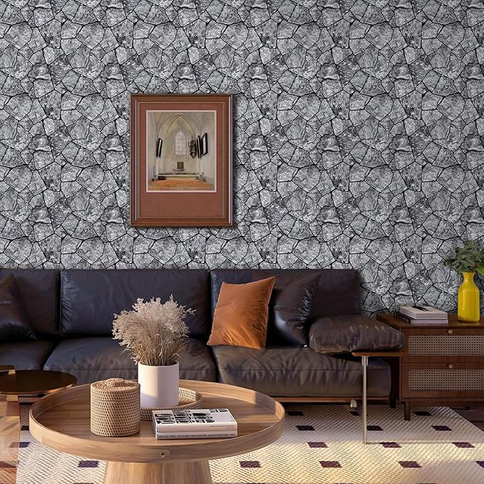 3D Faux Stone Wall Panels Peel and Stick, Stone-Look Textured Wall Sticker - Image 2