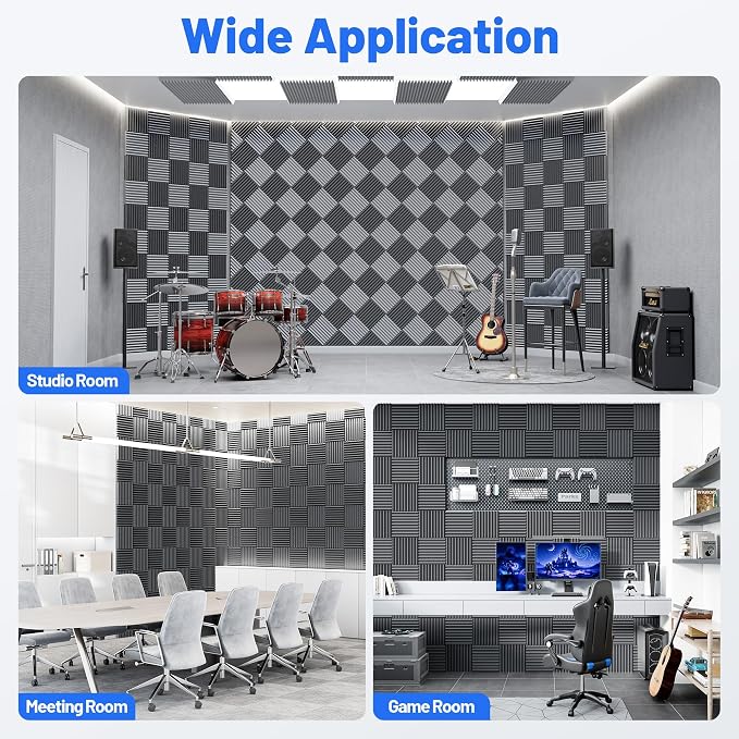 9 Pack Sound Proof Foam Panels for Walls 2”x12”x12” Self-Adhesive Acoustic Wall - Image 7