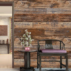 WENMER 11.8" x 197" Brown Wood Wallpaper Peel and Stick Wallpaper Shiplap Self - Image 2