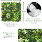 ODTORY Artificial Plant Wall Panels: 20"×20" 16P UV-Anti Faux Grass Wall - Image 2