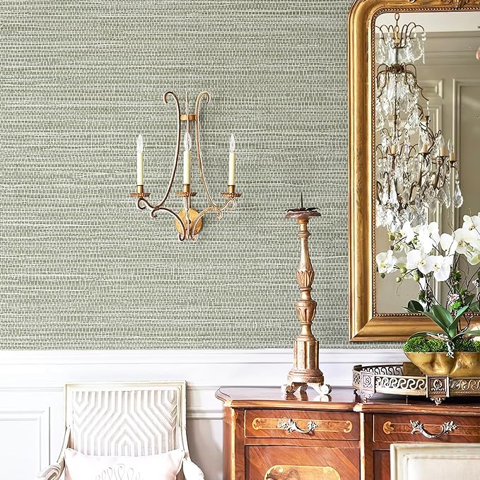 Simon&Siff Textured Grasscloth Peel and Stick Wallpaper 17.7"x394" Neutral Faux - Image 6
