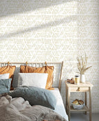 Peel and Stick Wallpaper Boho Wall Paper Geometric Beige and White Contact - Image 2