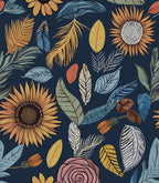 Blue Boho Wallpaper Peel and Stick, Vintage Floral Contact Paper 17.5" x 118" by Laatse