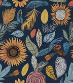 Blue Wallpaper Peel and Stick, Vintage Boho Floral Contact Paper, 17.5" x by Laatse