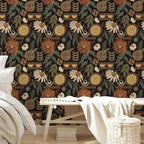 Simon&Siff Boho Peel and Stick Wallpaper, 17.3" x 1200" Sun Floral Retro - Image 4