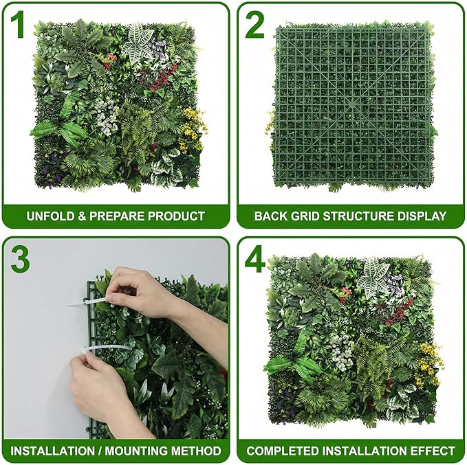 Artificial Grass Wall Panels, UV-Anti Fake Greenery Plant Boxwood Panels - Image 4