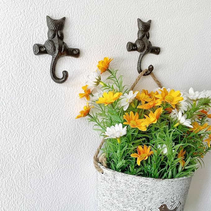 Rustic Cat-Shaped Decorative Wall Hook Rack Hangers - Image 4