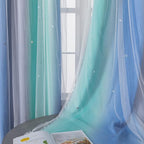 XiDi Curtains for Bedroom Decor, Rainbow BluGrenGrey-34-45 - Image 5