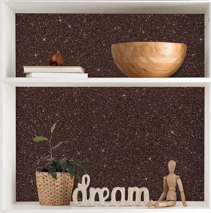 CRE8TIVE 8"x354" Glitter Wallpaper Dark Brown Peel and Stick Wallpaper Border - Image 2