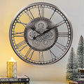 CLXEAST 28 Inch Original Real Moving Gear Wall Clock Roman Numerals, Oversized by CLXEAST