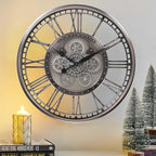 CLXEAST 28 Inch Original Real Moving Gear Wall Clock Roman Numerals, Oversized by CLXEAST