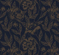 Timeet Peel and Stick Wallpaper Gold and Blue Floral Wall Paper by Timeet