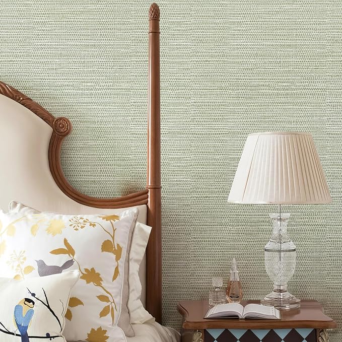 HueBurst Grasscloth Peel and Stick Wallpaper 17.3"x197" Renter Friendly - Image 2