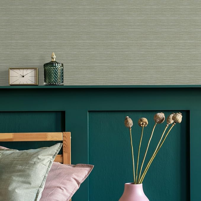 Superfresco Easy Emperor Grasscloth Sage Wallpaper - Image 5