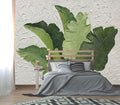 XMPMBM-Hand-Painted Banana Leaf Art Fabric Wallpaper Graffiti Green Leaf Living by XMPMBM-Wallpaperthatwontpeeloff