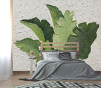XMPMBM-Hand-Painted Banana Leaf Art Fabric Wallpaper Graffiti Green Leaf Living by XMPMBM-Wallpaperthatwontpeeloff