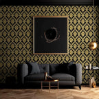 Peel and Stick Wallpaper Black and Yellow Damask Wallpaper - Image 4