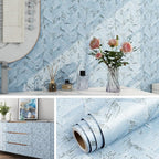 Livelynine 15.8x394 Blue Fabric Peel and Stick Wallpaper - Image 8