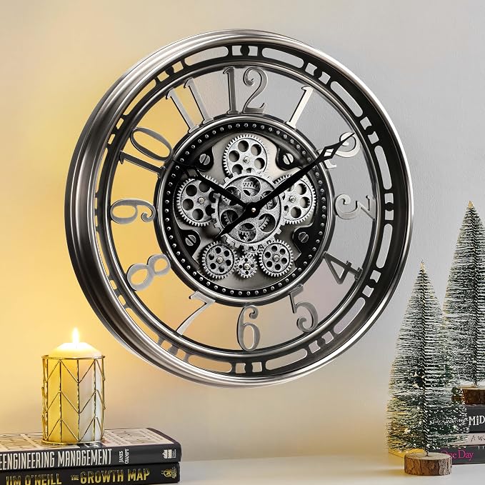 CLXEAST 21 Inch Large Moving Gear Wall Clock, Industrial Steampunk Decor - Image 6