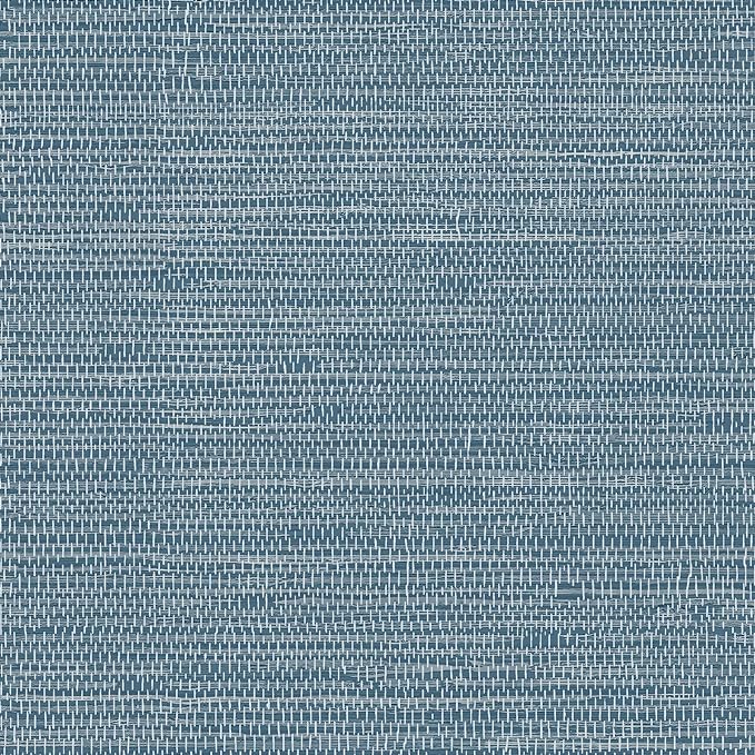 JiffDiff Grasscloth Wallpaper Peel and Stick 1181" x 17.3" Blue Cream by wallpaper