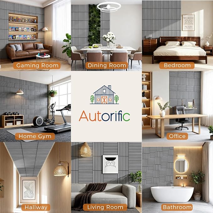 12 Pack PVC Wood Wall Panels, 11.8 x 15.7 x 0.35 Inch Sound Panels, 100% - Image 8
