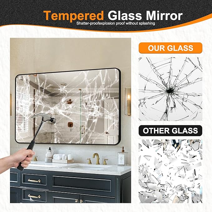 Delma Black Framed Bathroom Vanity Mirror - Image 6