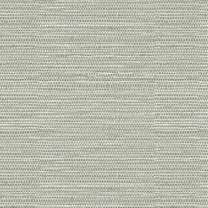 HueBurst Green Grasscloth Peel and Stick Wallpaper 17.3" x 394" Renter Friendly by HueBurst