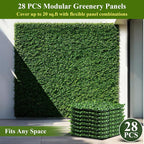 28Pcs Artificial Grass Wall Panels 10" x 10" Faux Boxwood Green Wall UV - Image 4